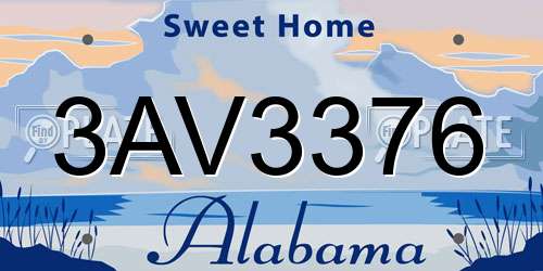 3AV3376 Alabama License Plate