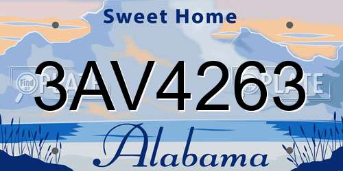 3AV4263 Alabama License Plate