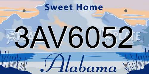 3AV6052 Alabama License Plate