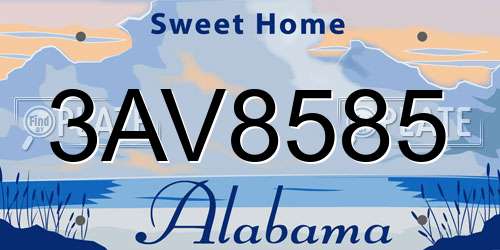 3AV8585 Alabama License Plate