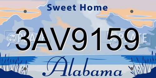 3AV9159 Alabama License Plate