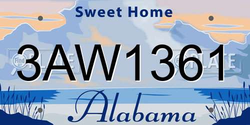 3AW1361 Alabama License Plate