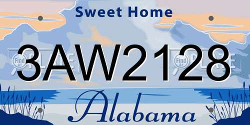 3AW2128 Alabama License Plate