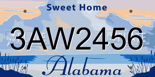 3AW2456 Alabama License Plate