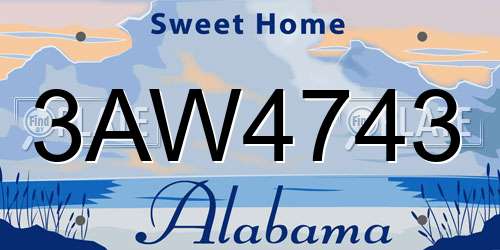 3AW4743 Alabama License Plate