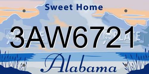 3AW6721 Alabama License Plate
