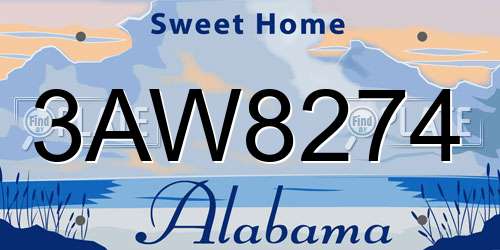 3AW8274 Alabama License Plate