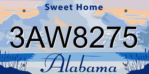 3AW8275 Alabama License Plate