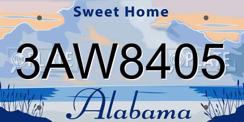 3AW8405 Alabama License Plate