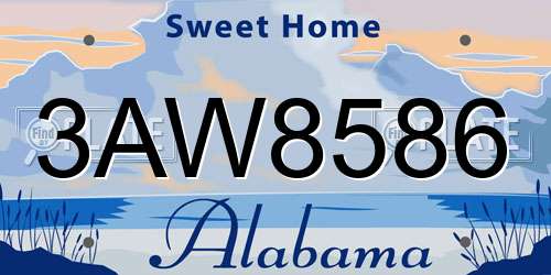 3AW8586 Alabama License Plate