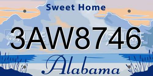 3AW8746 Alabama License Plate