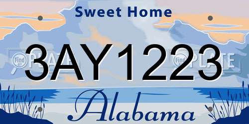 3AY1223 Alabama License Plate