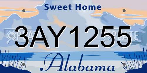 3AY1255 Alabama License Plate