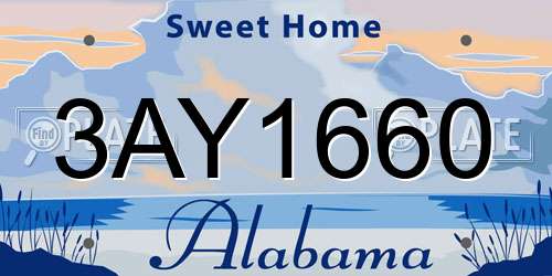 3AY1660 Alabama License Plate