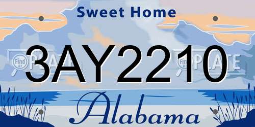 3AY2210 Alabama License Plate