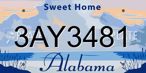 3AY3481 Alabama License Plate