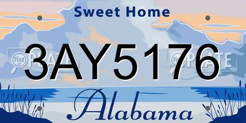 3AY5176 Alabama License Plate