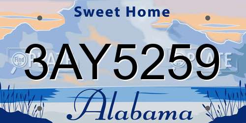 3AY5259 Alabama License Plate