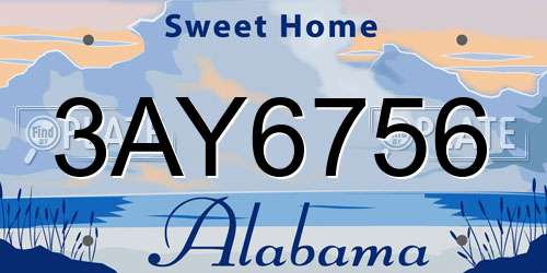 3AY6756 Alabama License Plate