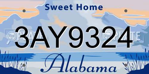 3AY9324 Alabama License Plate