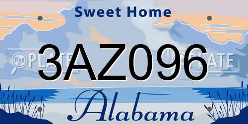 3AZ096 Alabama License Plate