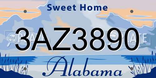 3AZ3890 Alabama License Plate