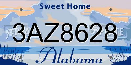 3AZ8628 Alabama License Plate
