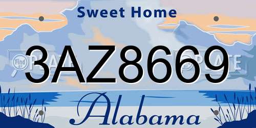 3AZ8669 Alabama License Plate