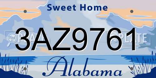 3AZ9761 Alabama License Plate