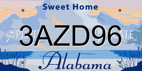 3AZD96 Alabama License Plate