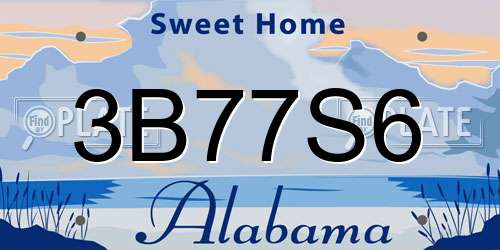 3B77S6 Alabama License Plate
