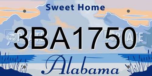 3BA1750 Alabama License Plate