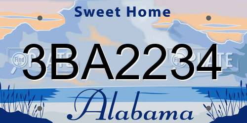 3BA2234 Alabama License Plate