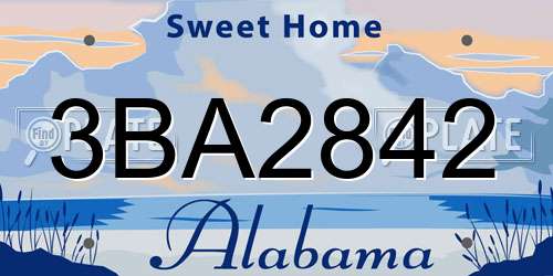 3BA2842 Alabama License Plate