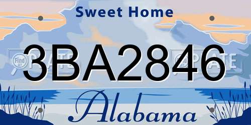 3BA2846 Alabama License Plate