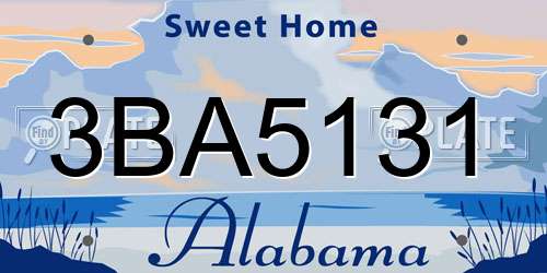 3BA5131 Alabama License Plate