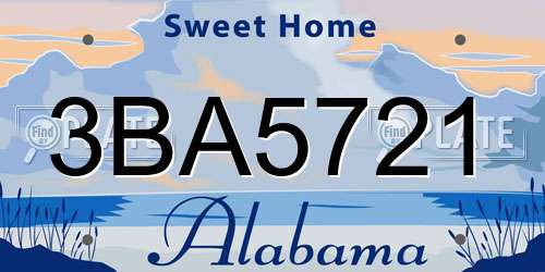 3BA5721 Alabama License Plate