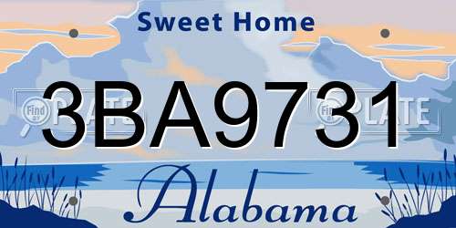 3BA9731 Alabama License Plate