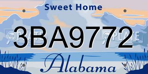 3BA9772 Alabama License Plate