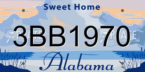 3BB1970 Alabama License Plate