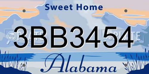 3BB3454 Alabama License Plate