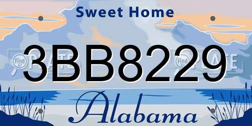 3BB8229 Alabama License Plate