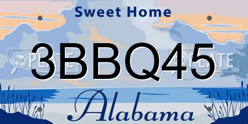 3BBQ45 Alabama License Plate