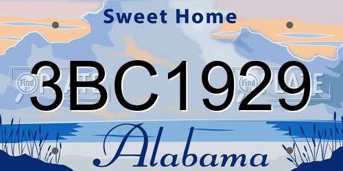 3BC1929 Alabama License Plate