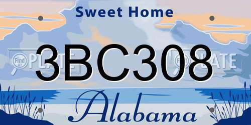 3BC308 Alabama License Plate