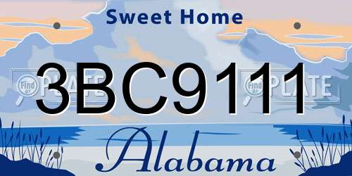 3BC9111 Alabama License Plate