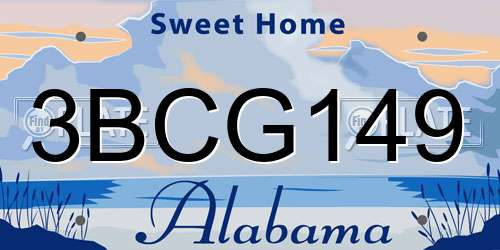 3BCG149 Alabama License Plate
