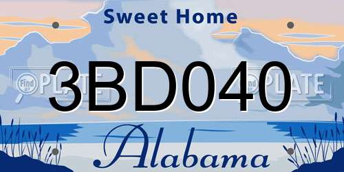 3BD040 Alabama License Plate