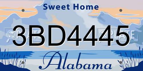 3BD4445 Alabama License Plate