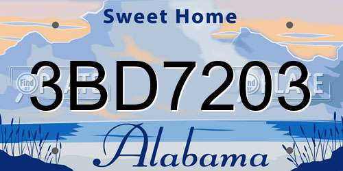3BD7203 Alabama License Plate